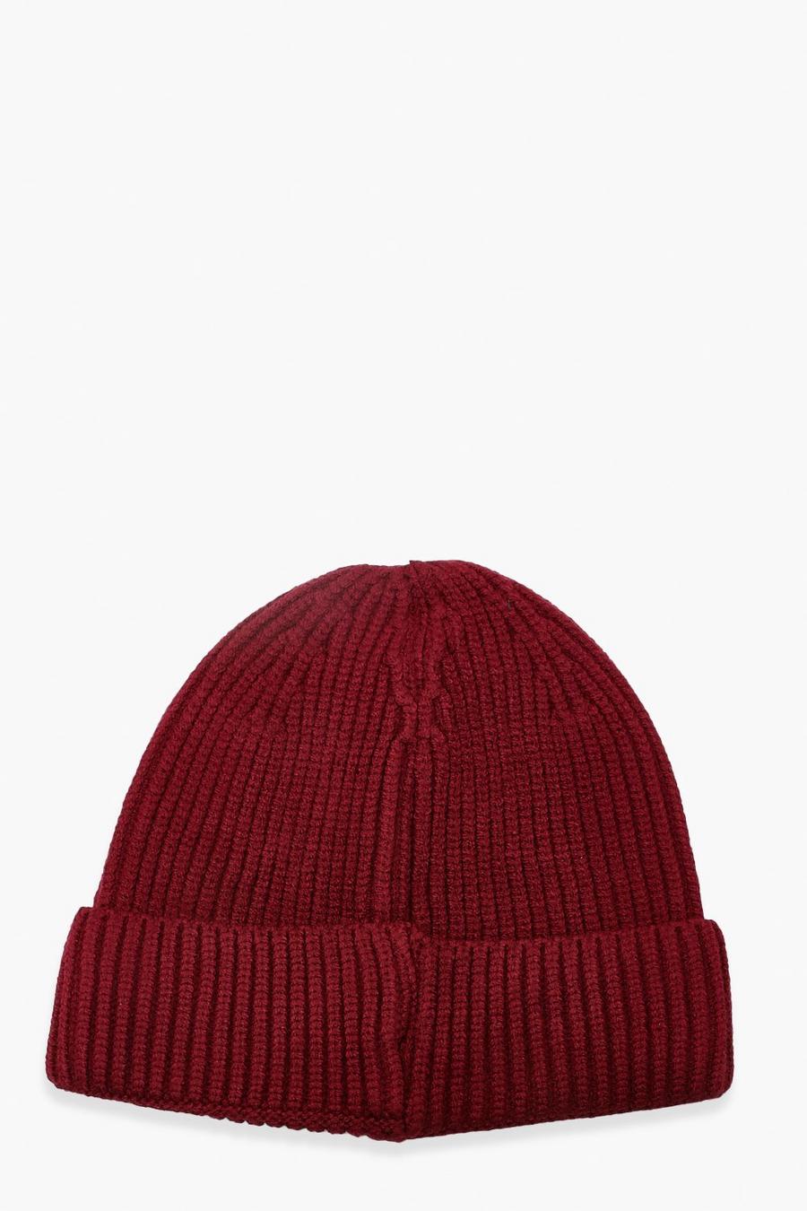 Berretto Beanie a coste bordeaux, Burgundy image number 1