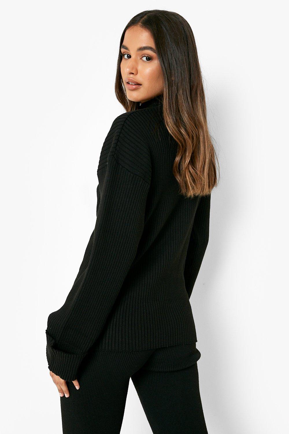 Cloud-yarn Ribbed Funnel Neck Jumper