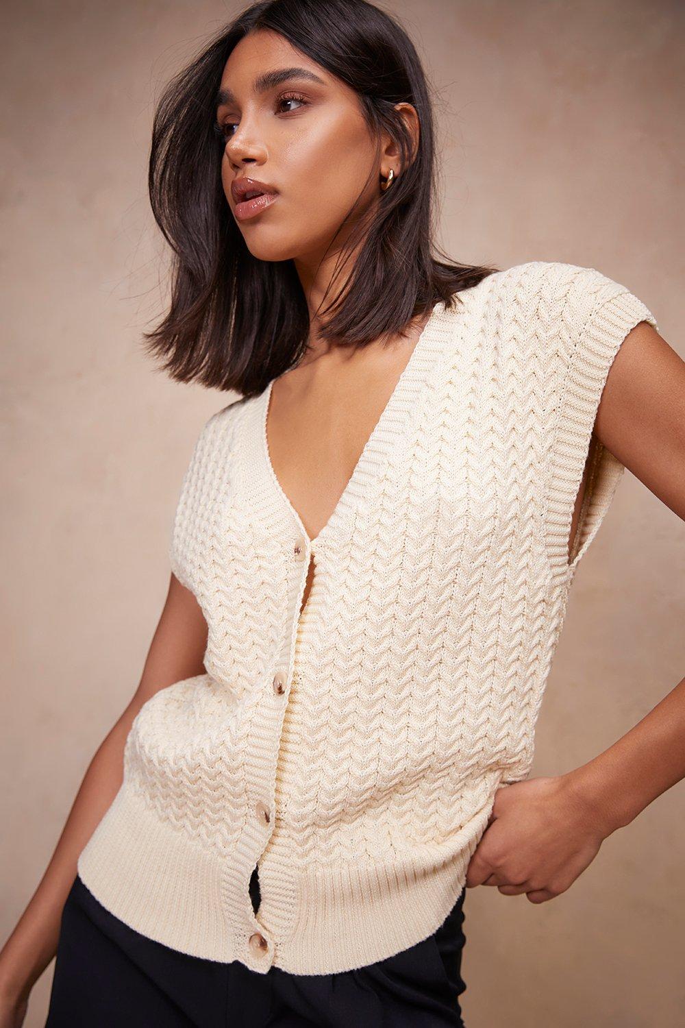 White sleeveless cardigan womens sales