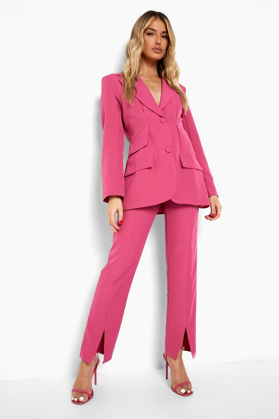 Hot pink Split Front Dress Pants