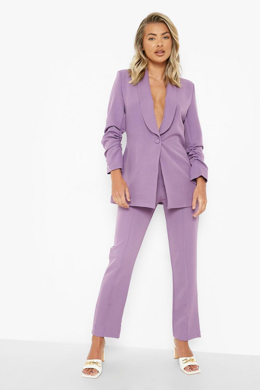 Lilac purple Seam Front Slim Fit Pants image number 1