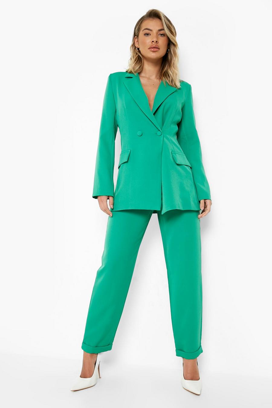Bright green Turn Up Relaxed Fit Tailored Trousers image number 1
