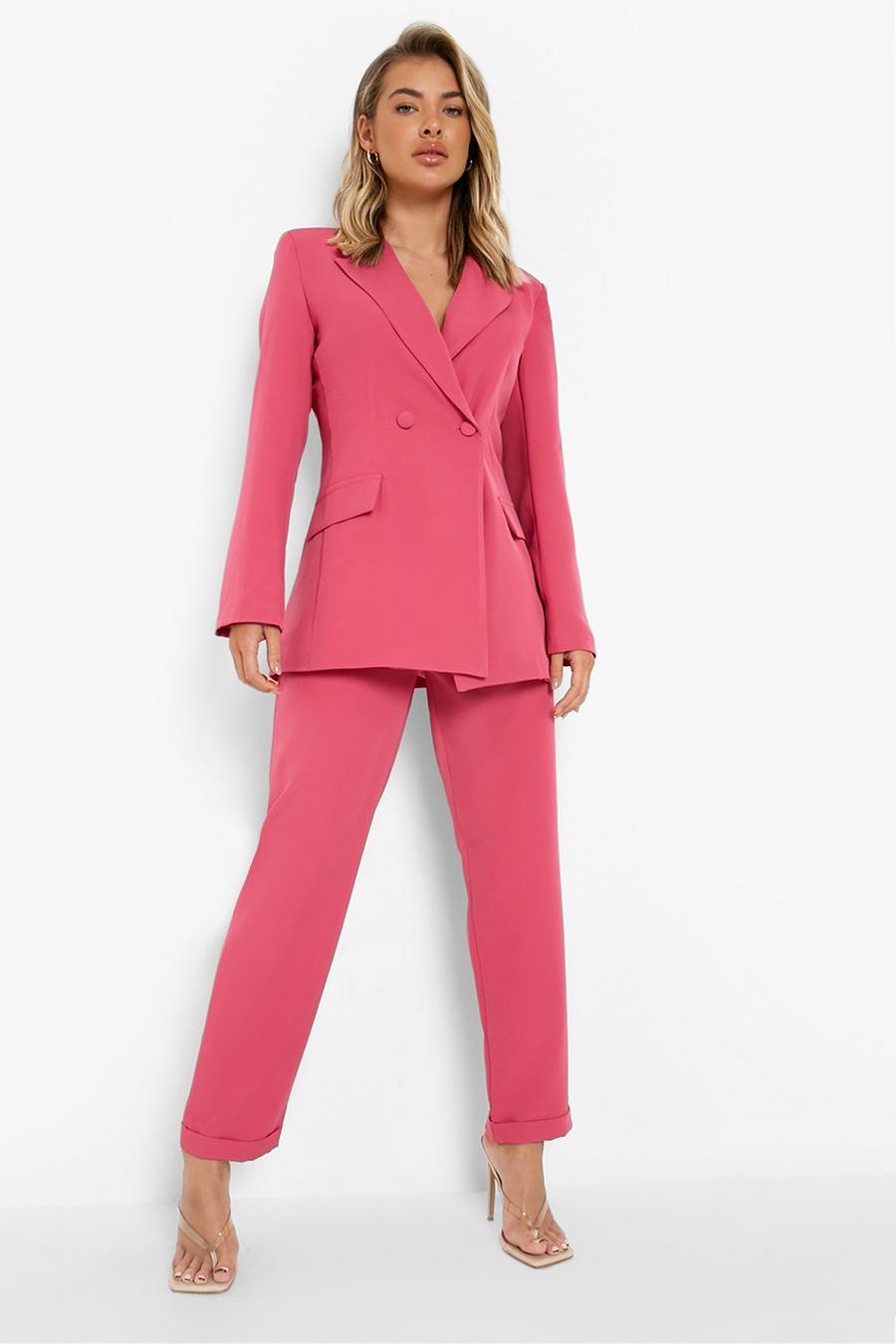 Hot pink Turn Up Relaxed Fit Tailored Trousers