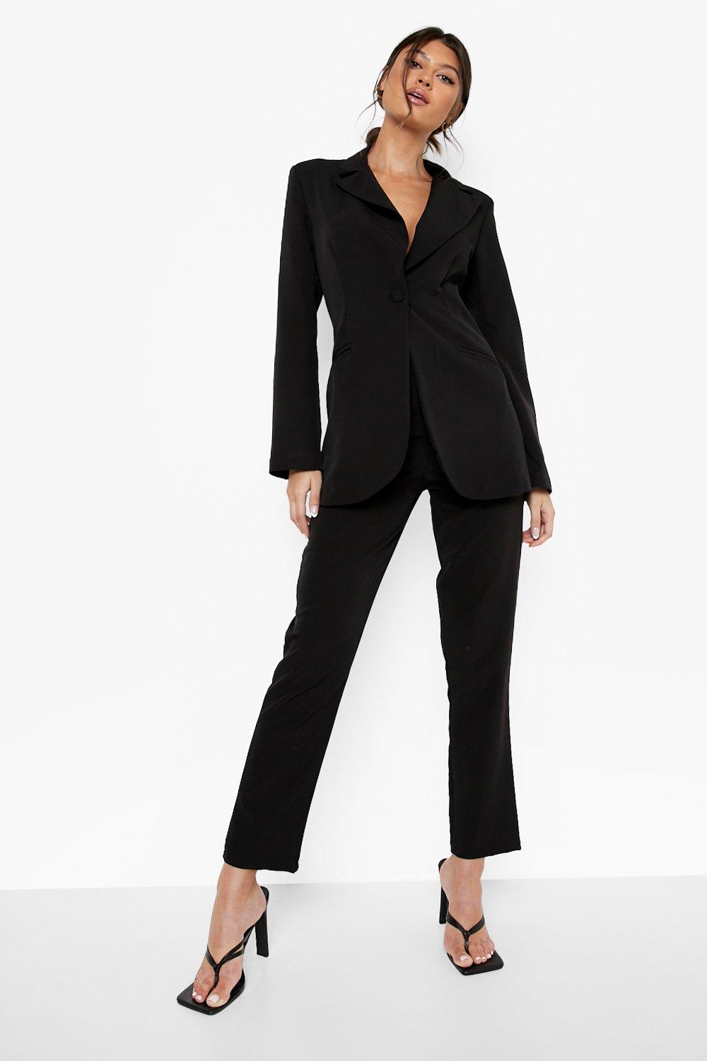 black slim fit dress pants womens