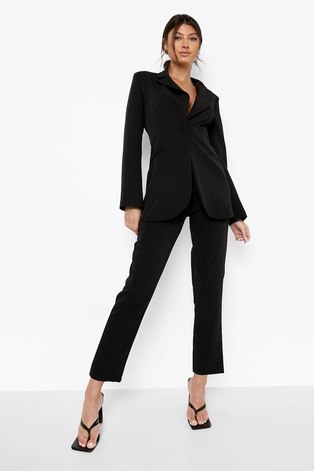 Womens Black Tailored Slim Trousers