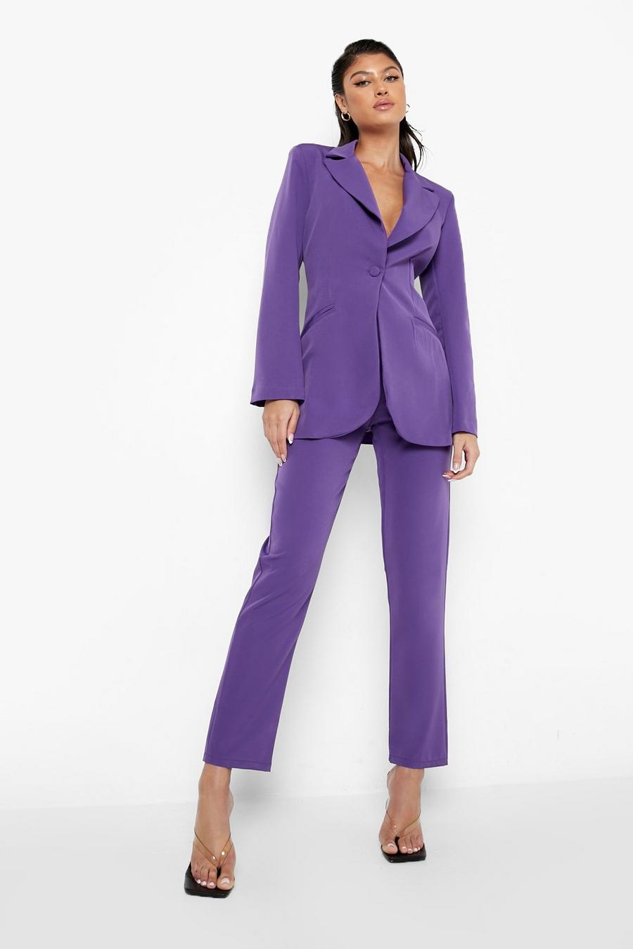 Purple Slim Fit Tailored Trousers image number 1