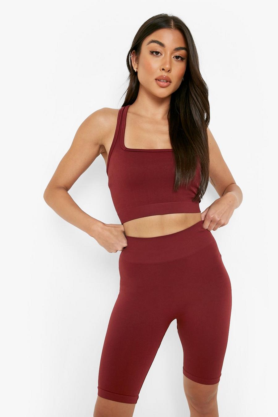 Burgundy red Thick Seamfree Cycling Short