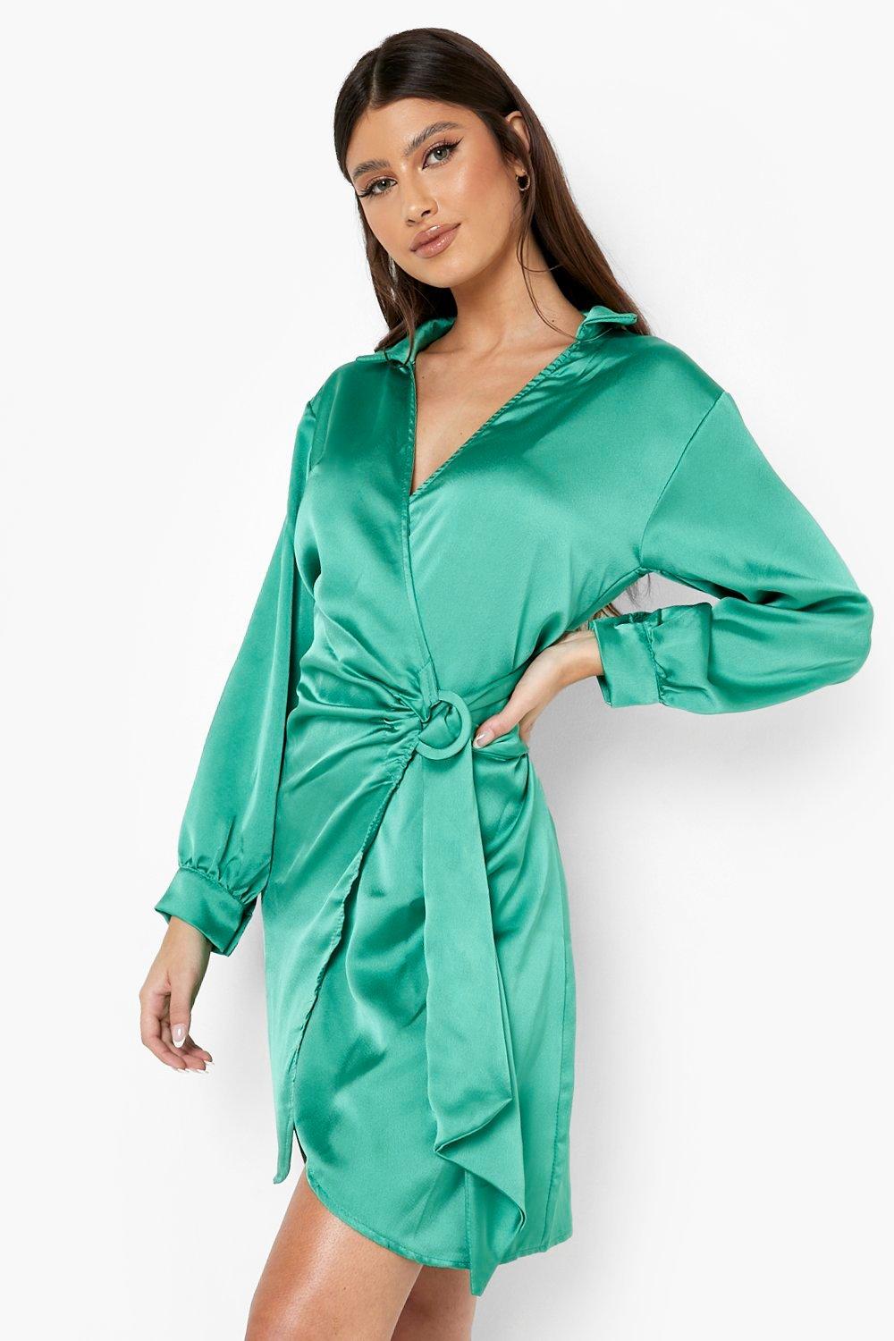 bright green wrap dress