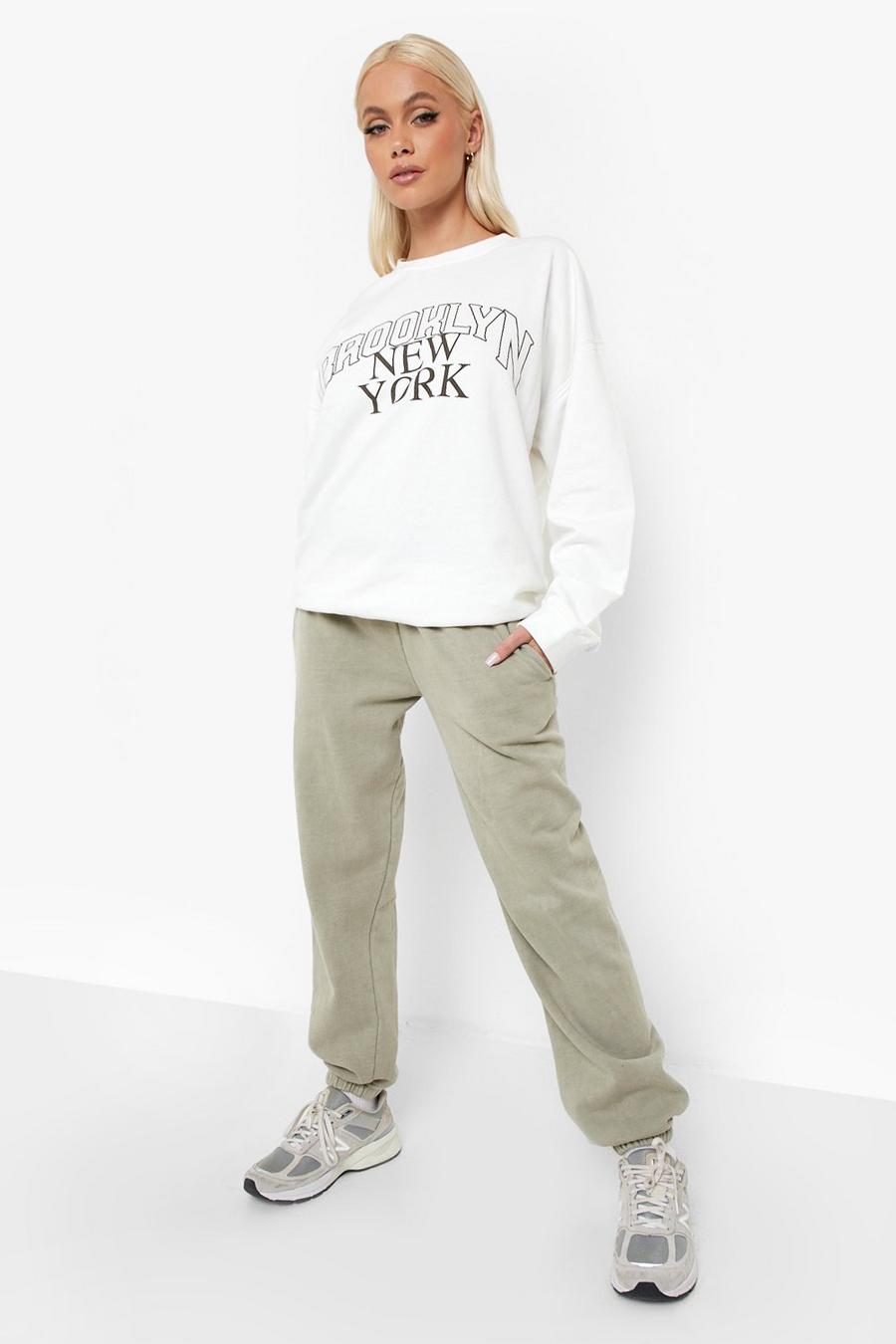 Taupe Mix And Match Slogan Sweat Tracksuit image number 1