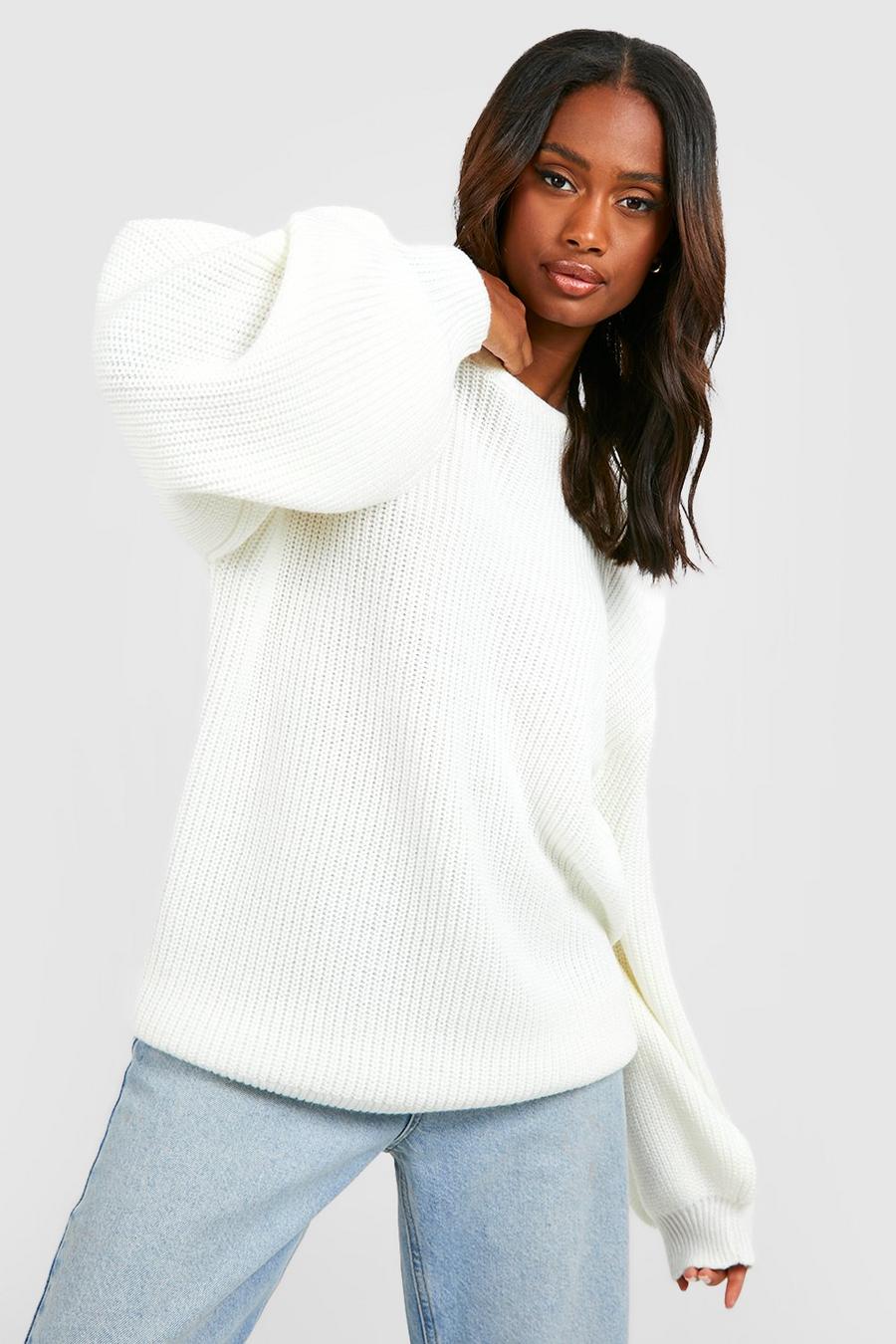 Ivory סוודר עם שרוולי בלון image number 1