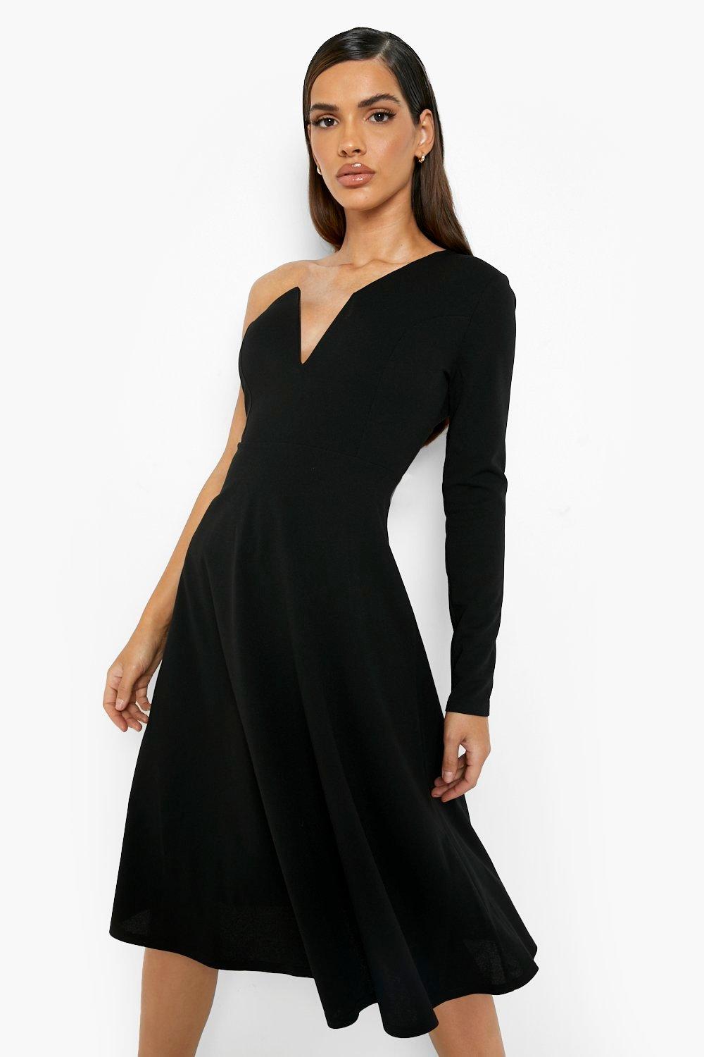 Plunge midi skater clearance dress