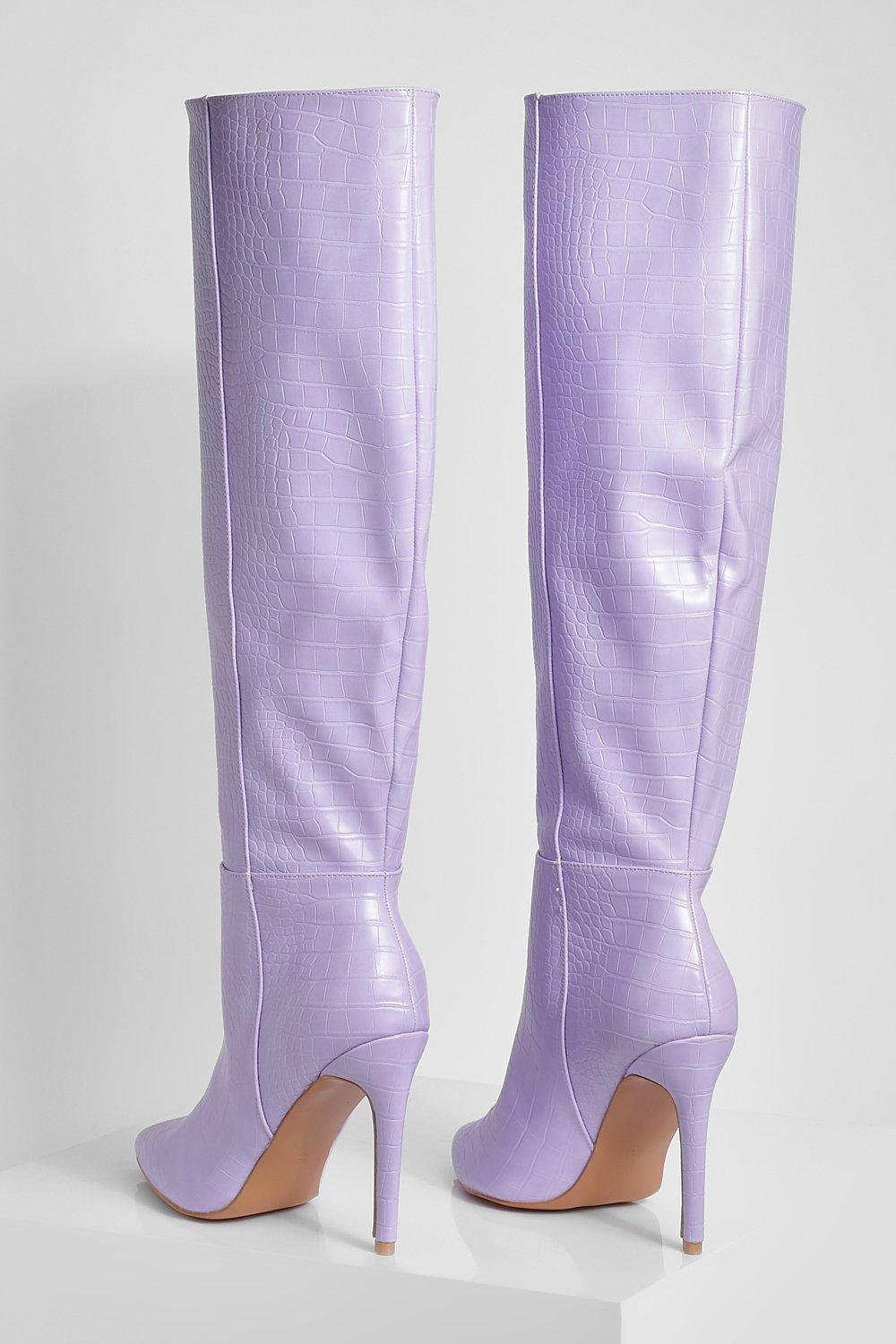 Purple stiletto boots best sale