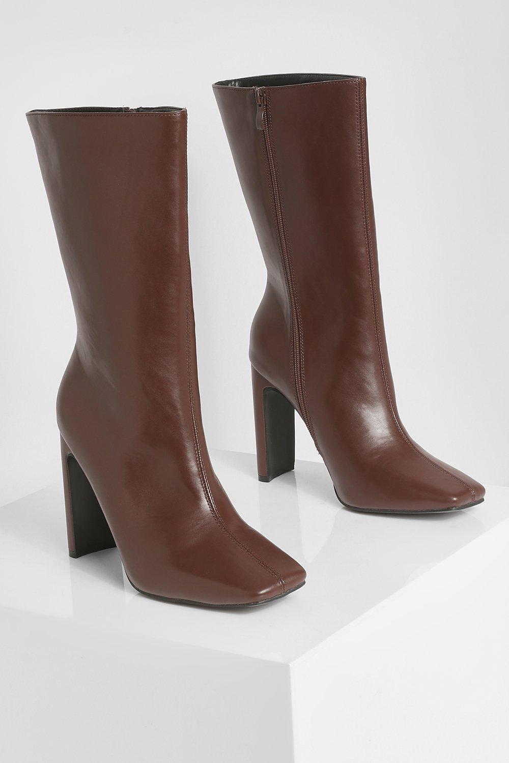 Wide Width Square Toe Heeled Boots