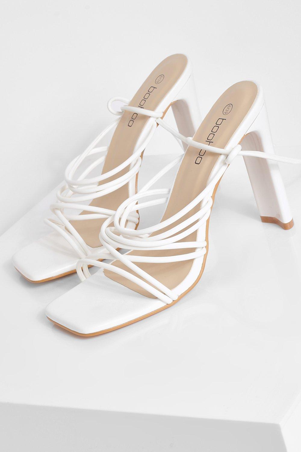 white lace up heels boohoo