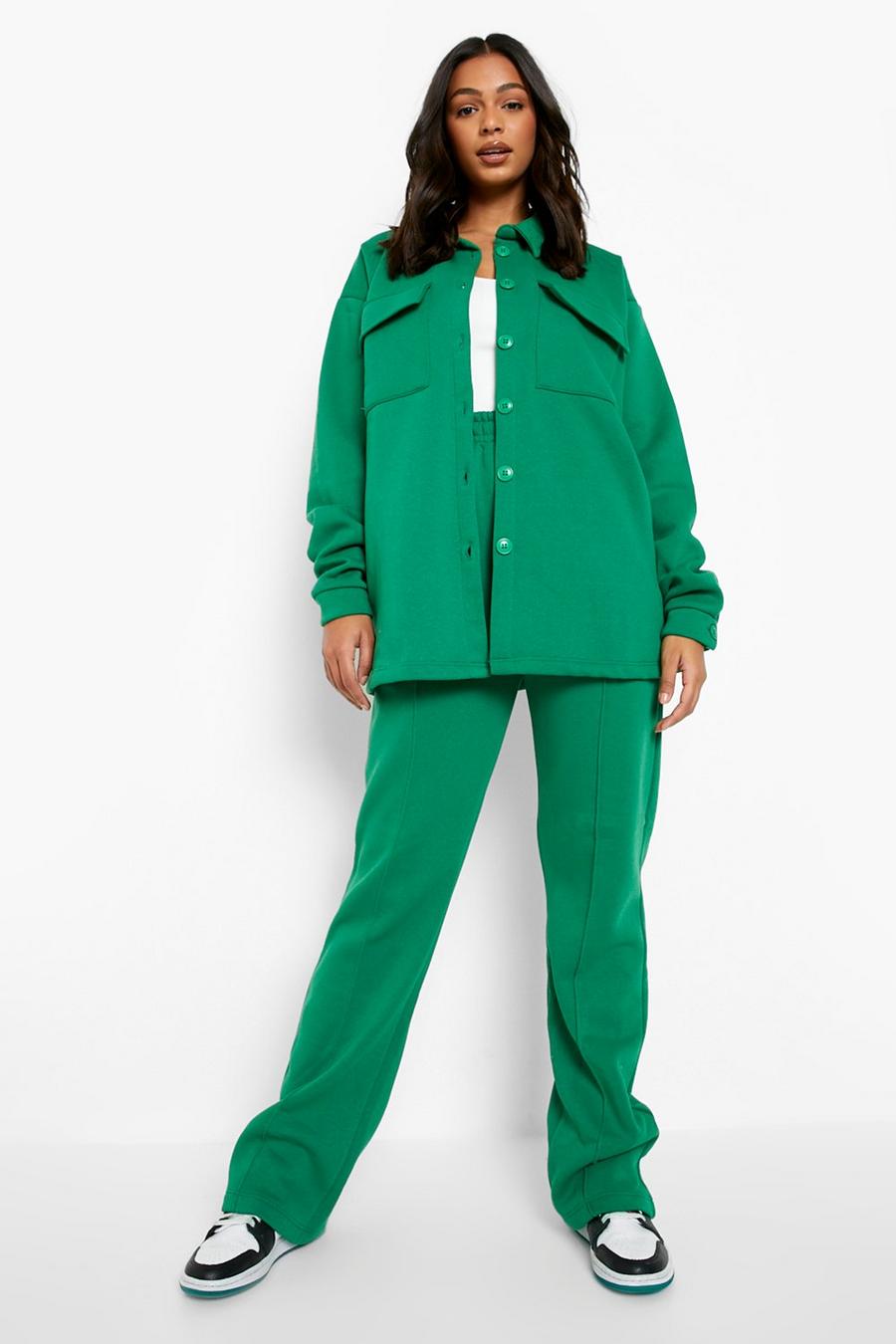 Ensemble chemise style utilitaire à poches et jogging , Green vert