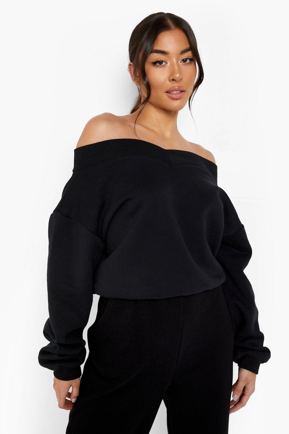 Boohoo off the shoulder jumper sale