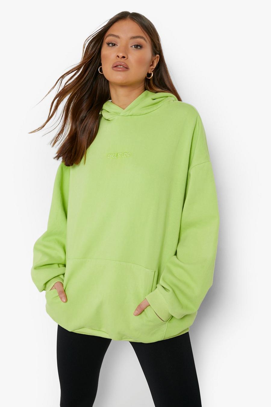 Lime Overdyed Oversized Hoodie image number 1