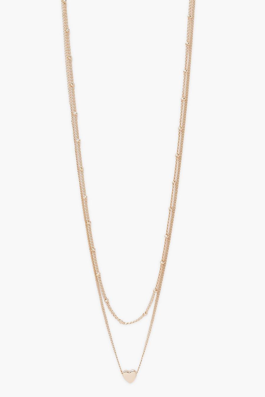 Gold Simple Dainty Layering Heart Necklace image number 1