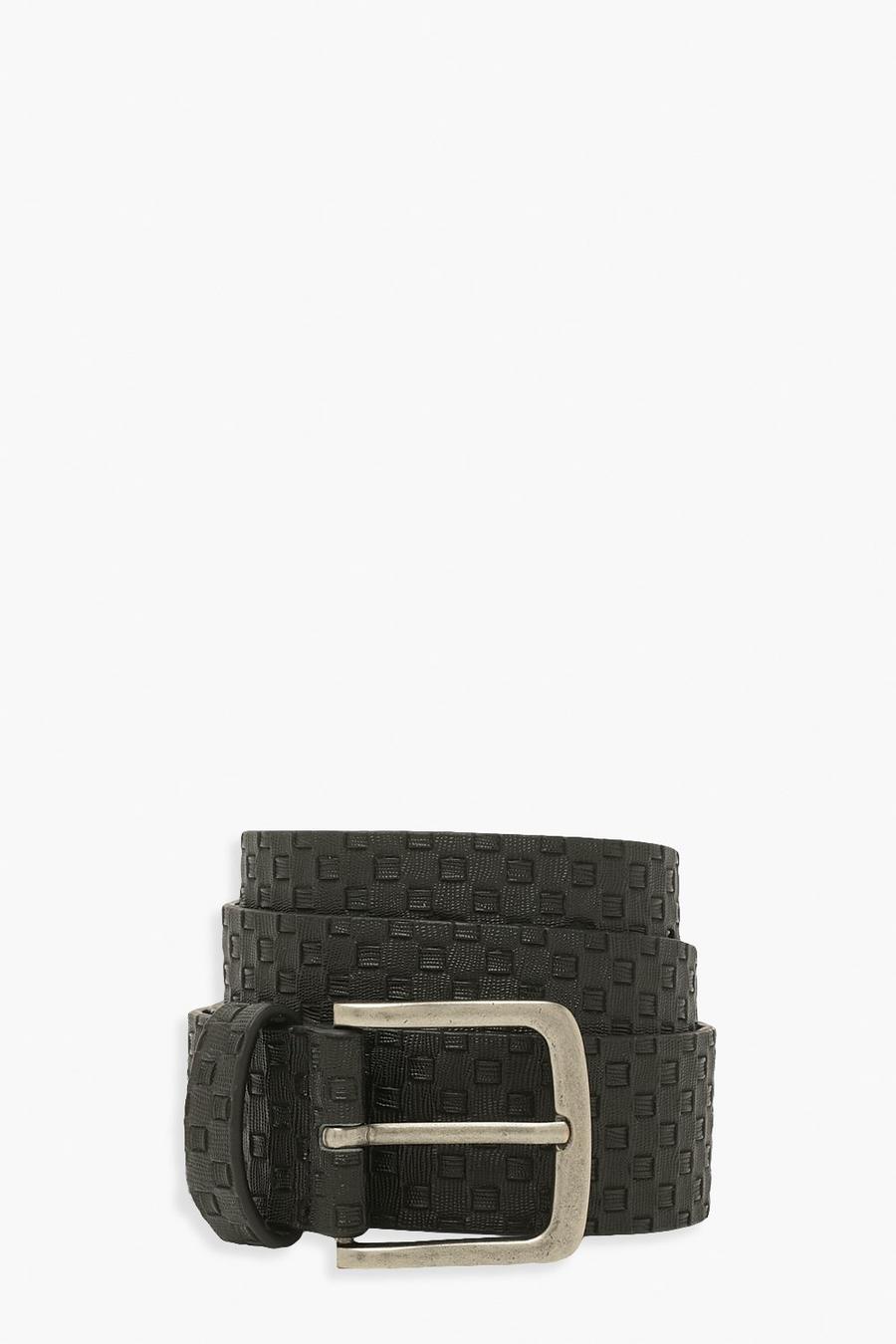 Black Woven Pattern Pu Belt