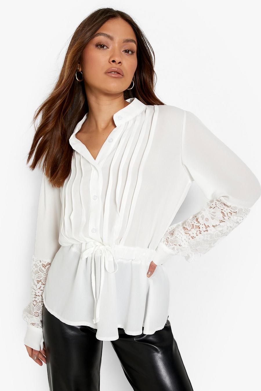Ivory Woven Lace Detail Shirt image number 1