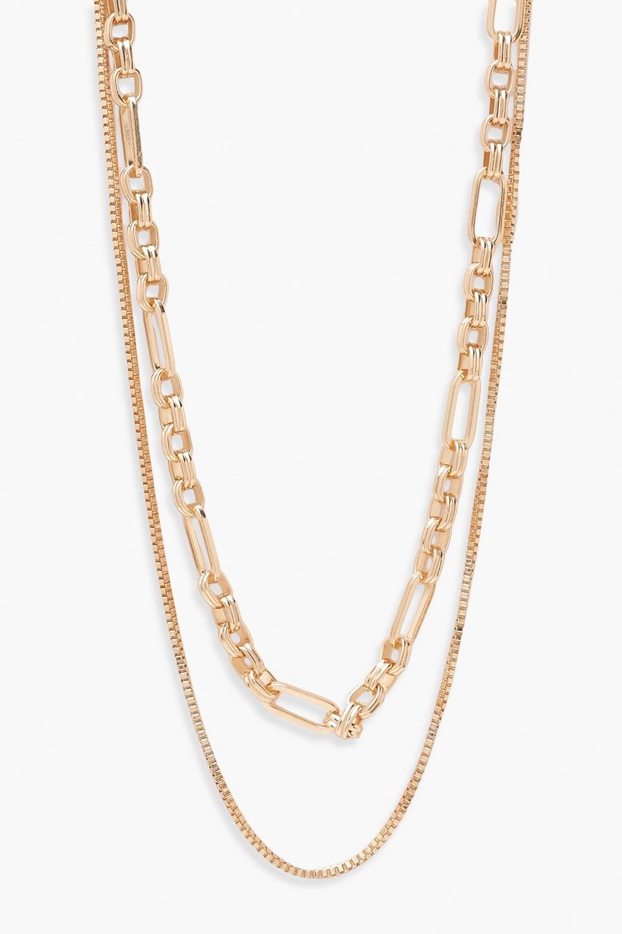 Gold Mixed Chain Link Necklace image number 1