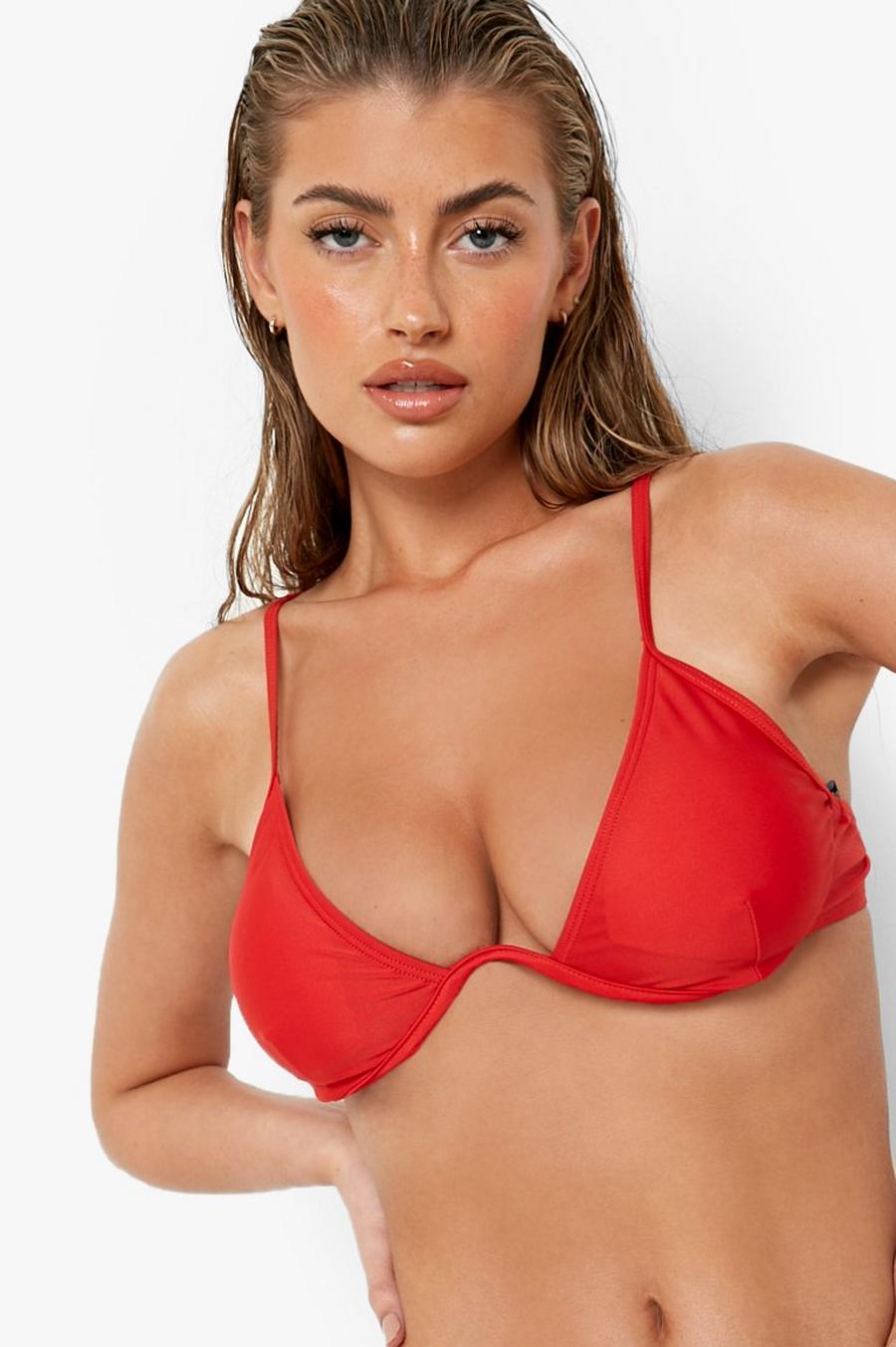 Red Essentials Fuller Bust Recycled Bikini Top image number 1