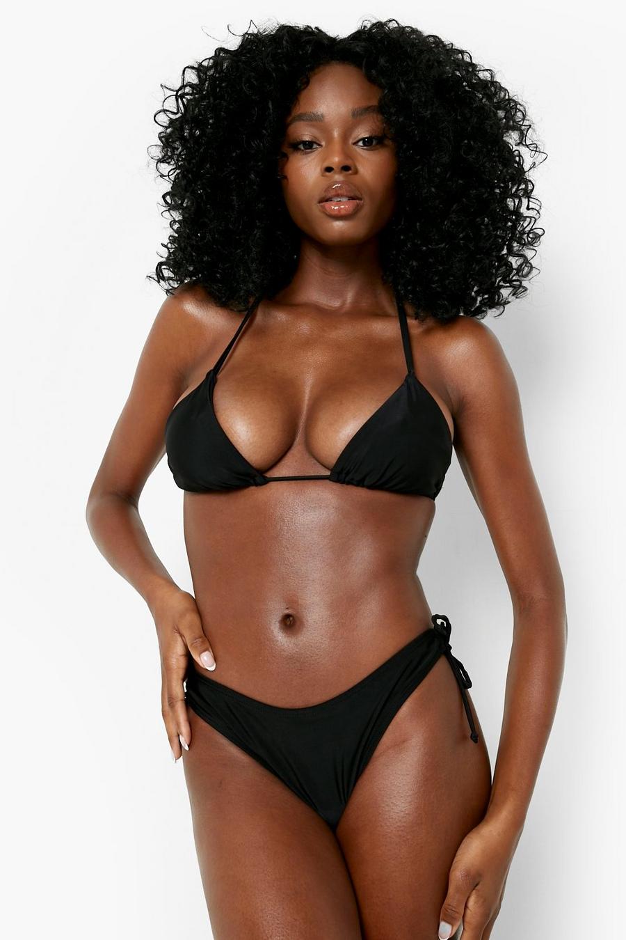 Black Essentials Triangle Recycled Bikini Top image number 1