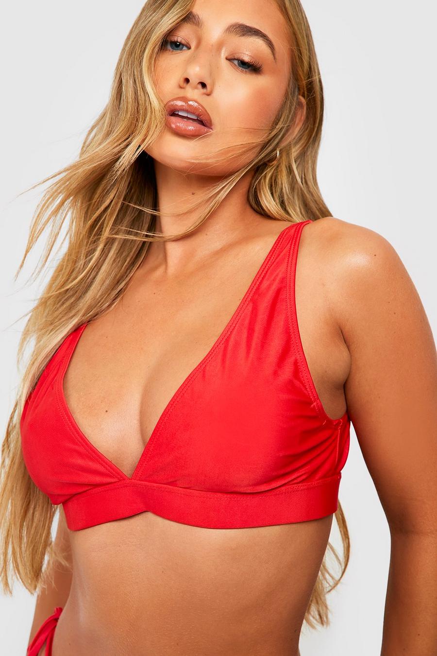  Essentials Bikini Crop Top mit tiefem Ausschnitt, Red image number 1