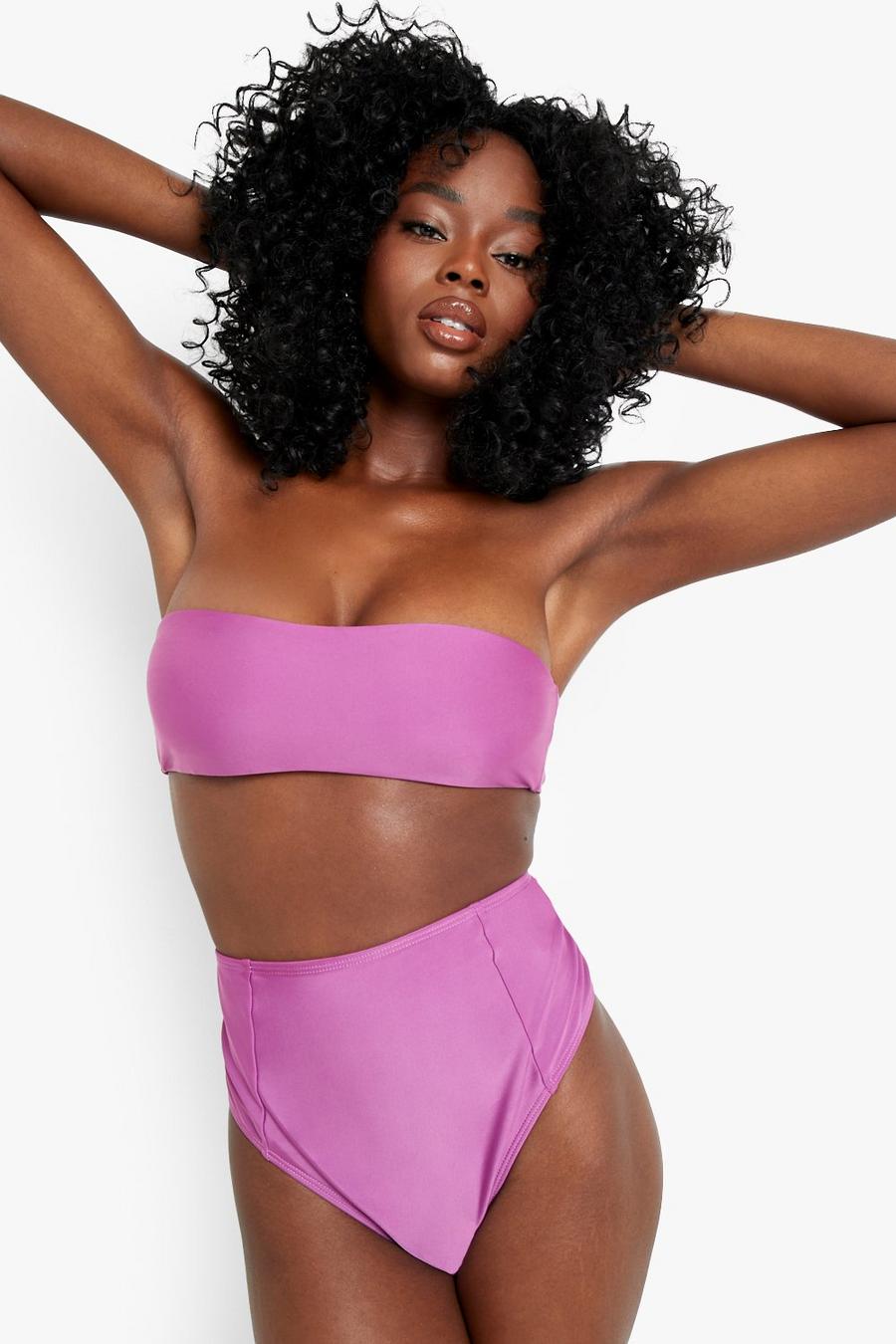 Bas de bikini recyclé à taille haute, Purple