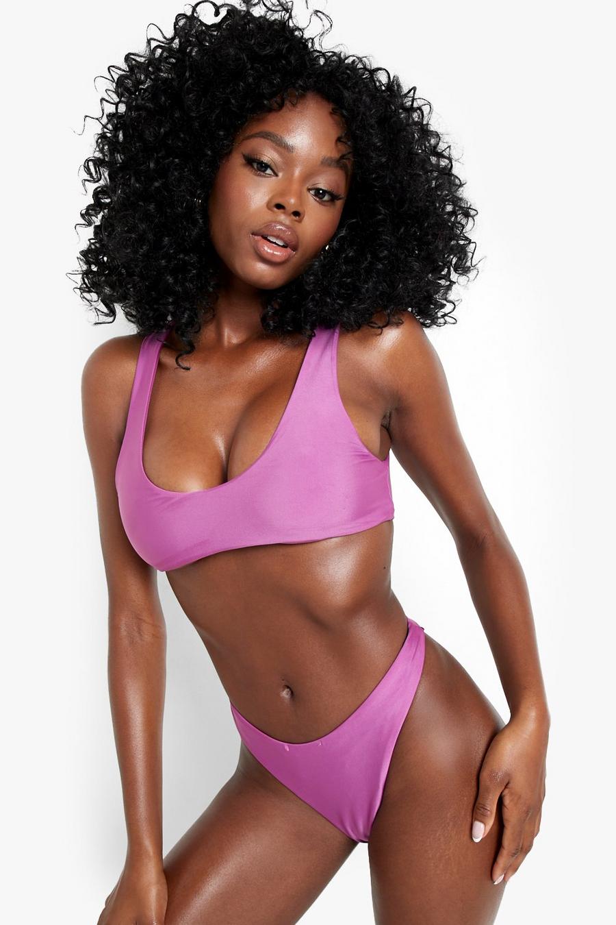 Crop top bikini Essentials con scollo rotondo, Purple image number 1