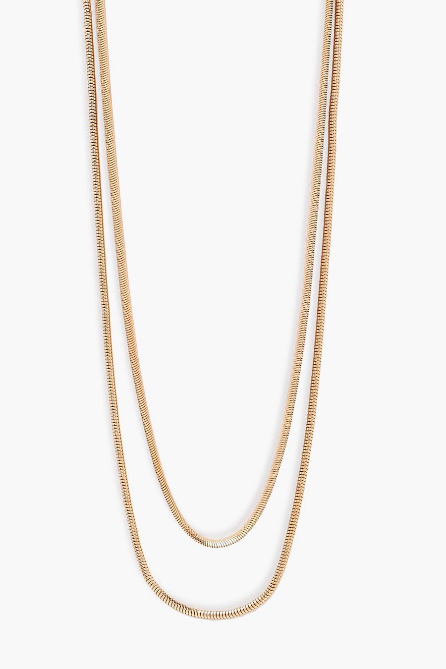 Gold Skinny Flat Chain Necklace image number 1