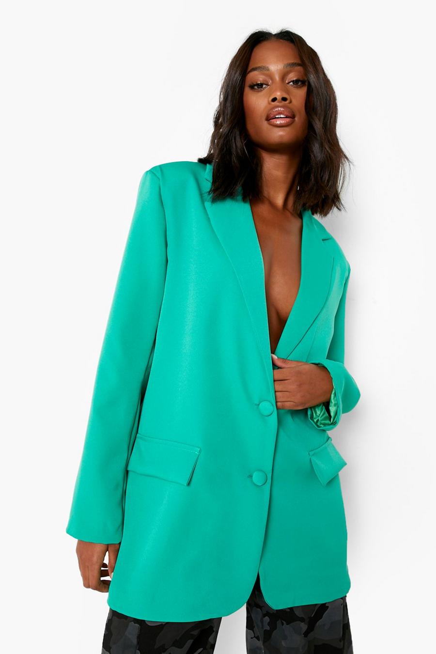 Emerald green Oversized Tailored Single Breasted Blazer