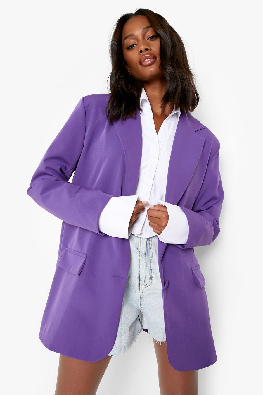 Purple Oversized Tailored Single Breasted Blazer image number 1