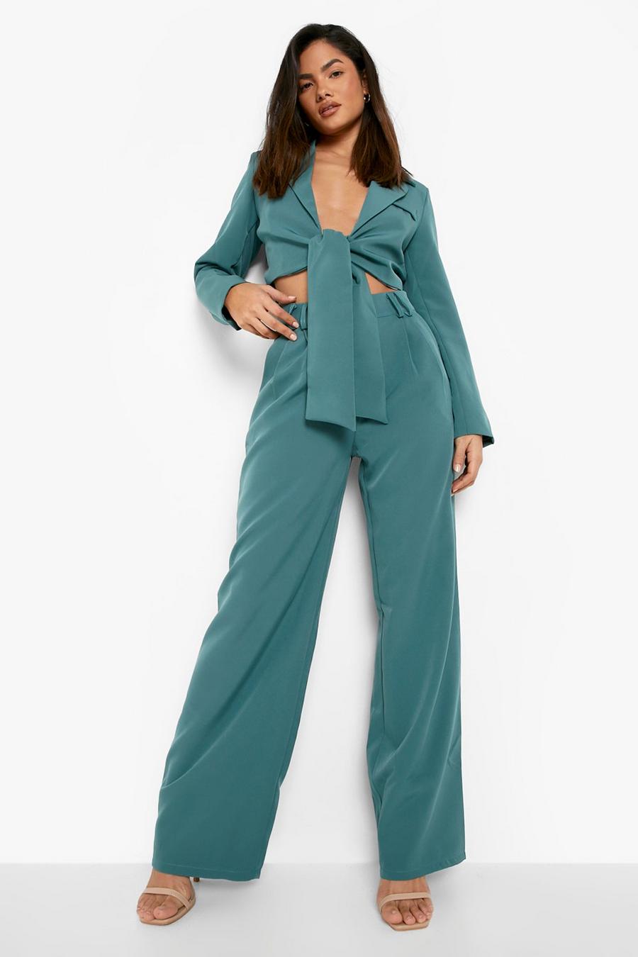 Teal green Tailored Woven Pants