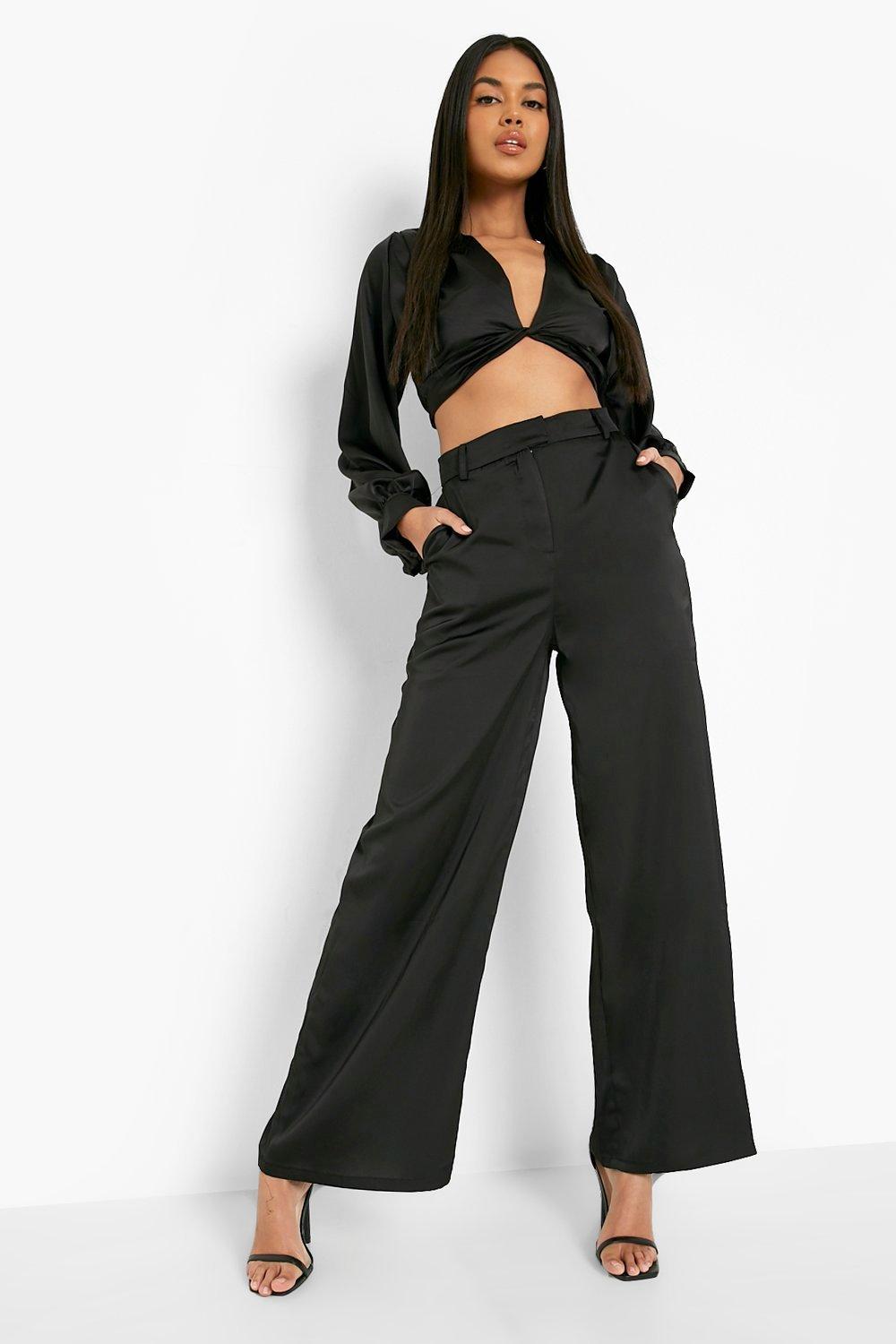 satin black trousers