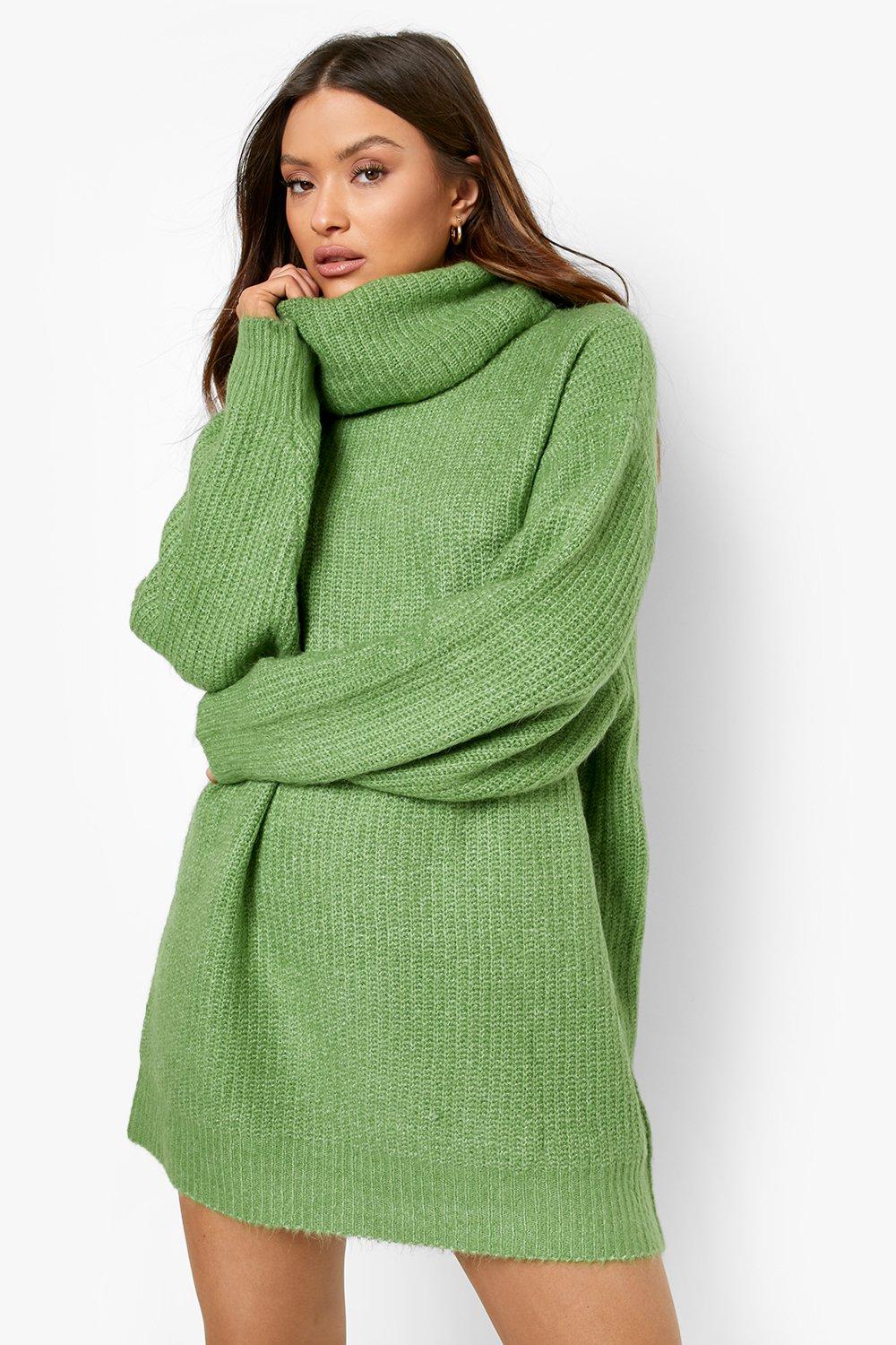 Oversized Sweater Dress, Maxi Turtleneck Sweater Dress, Chunky