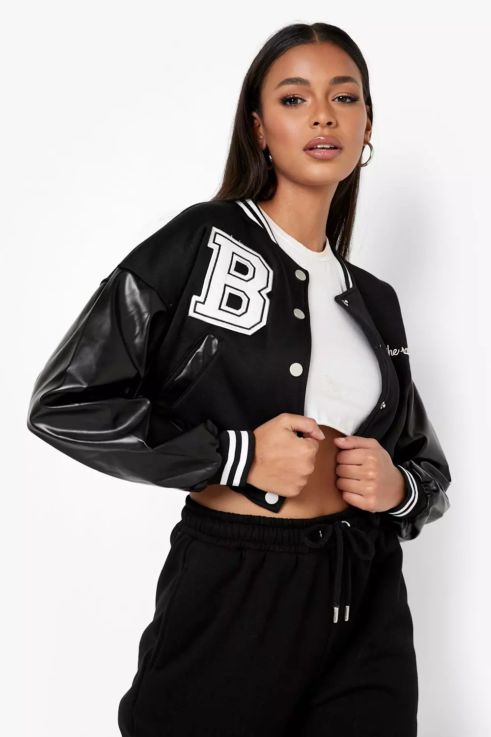 Crop Varsity Bomber Jacket