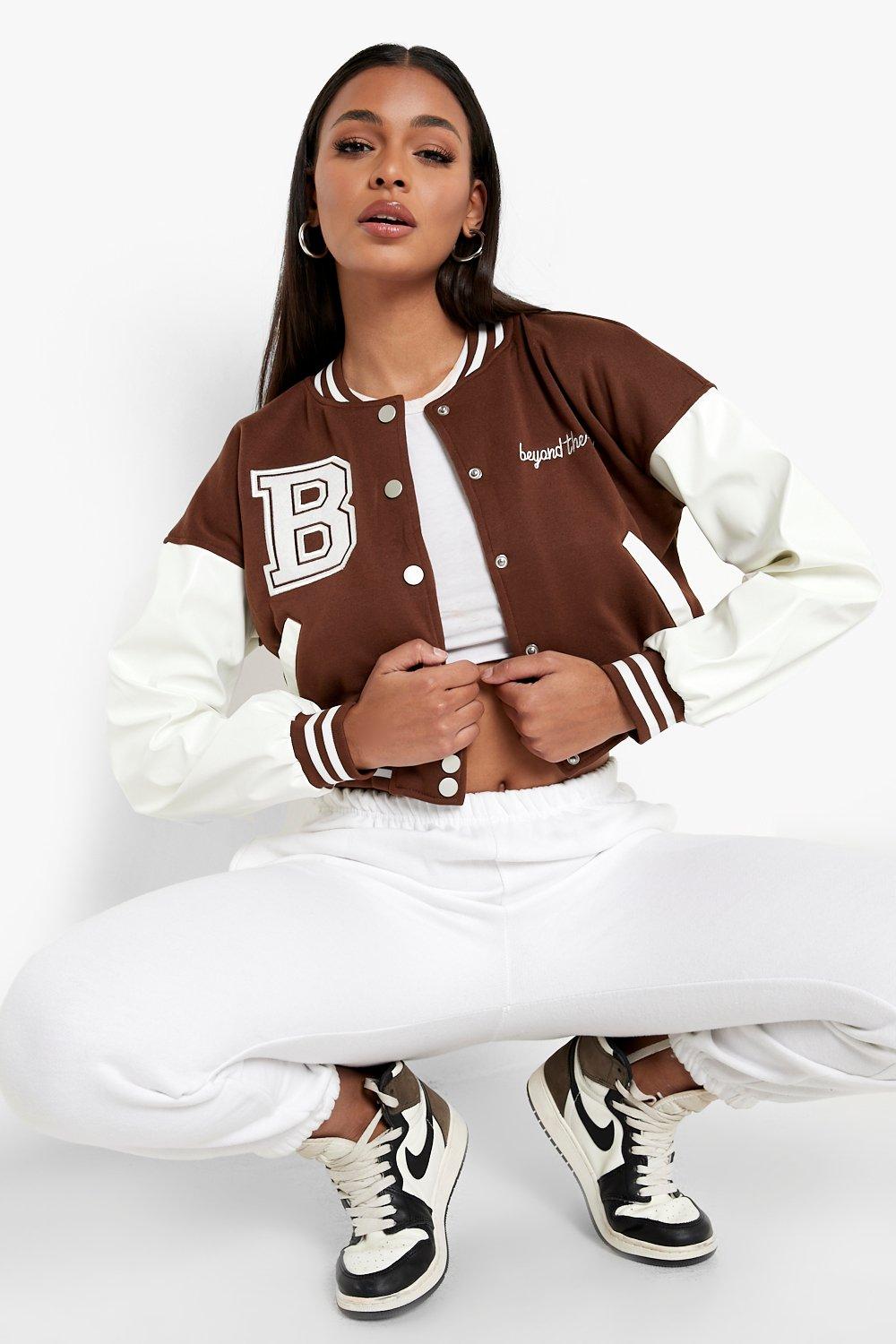 Brown Jacket Baseball Bomber Female Zip Up Jacket Streetwear Clothing –  Arimonz