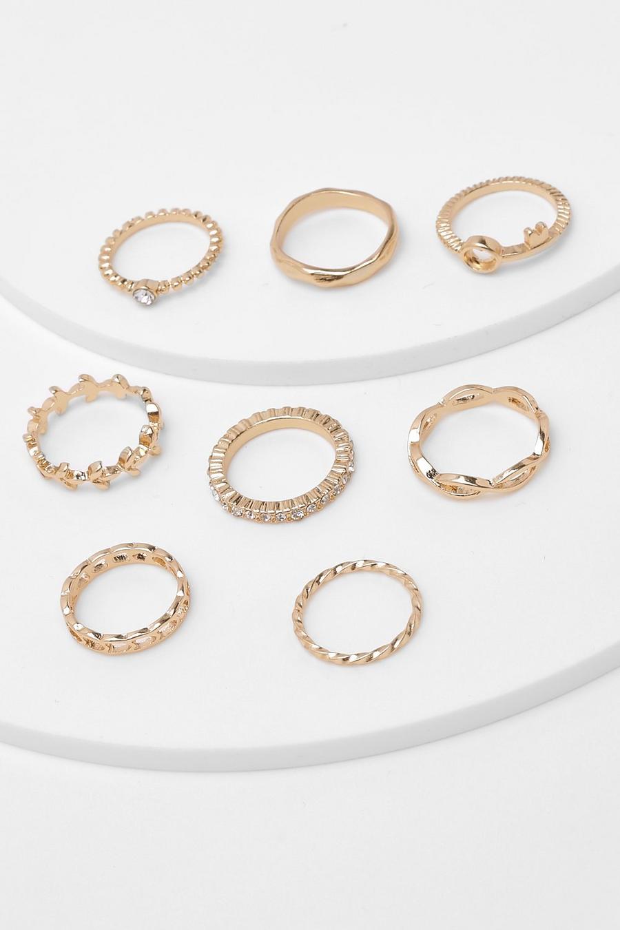 Gold metallic Simple 8 Ring Stacker Pack