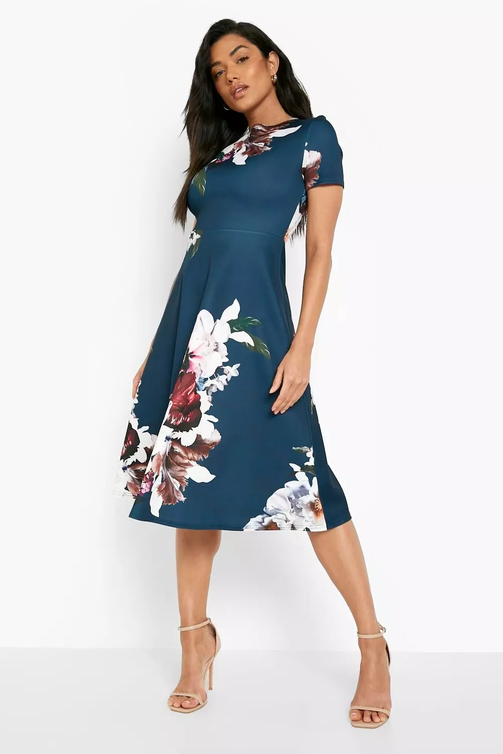 Boohoo navy shop floral dress