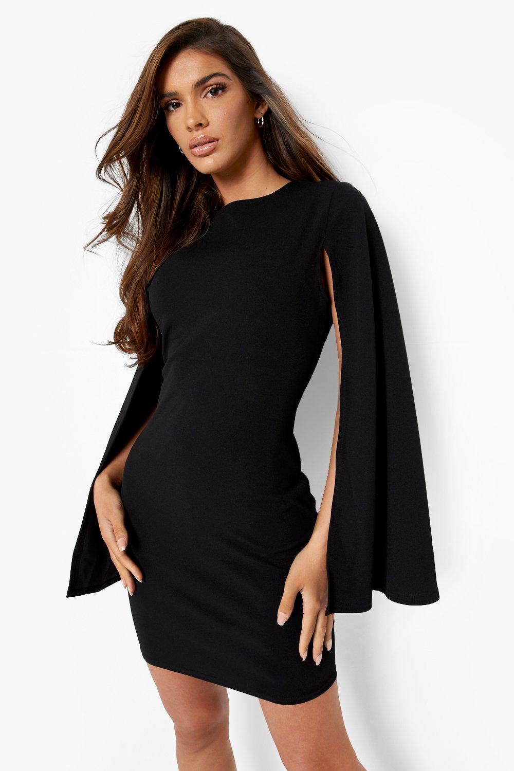 Black cape mini dress sale