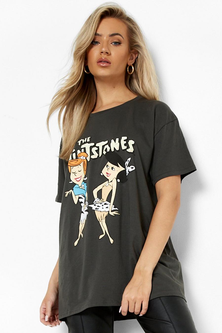 Charcoal Flintstones License Oversized T Shirt image number 1