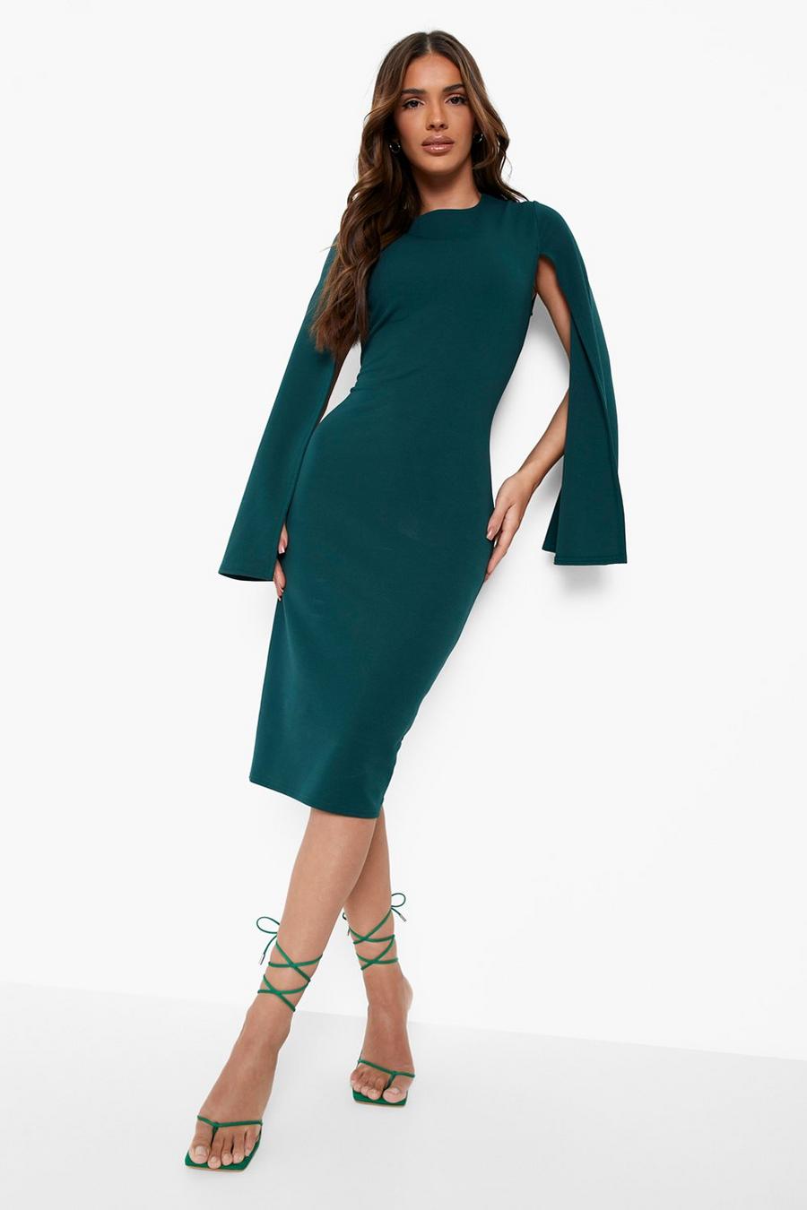 Forest Cape Sleeve Bodycon Midi Dress image number 1