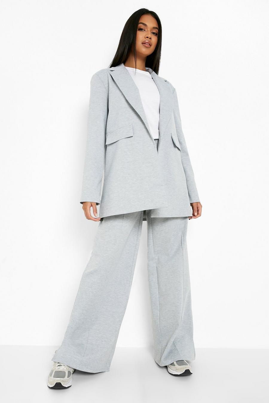 Grey Marl Seam Detail Relaxed Fit Pants image number 1