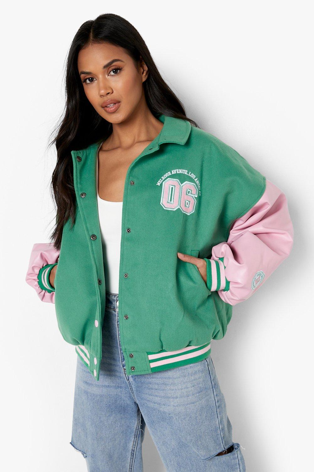 Womens Green Varsity Jacket