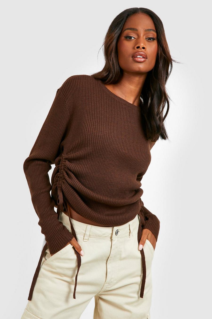Chocolate Ruched Side Jumper image number 1