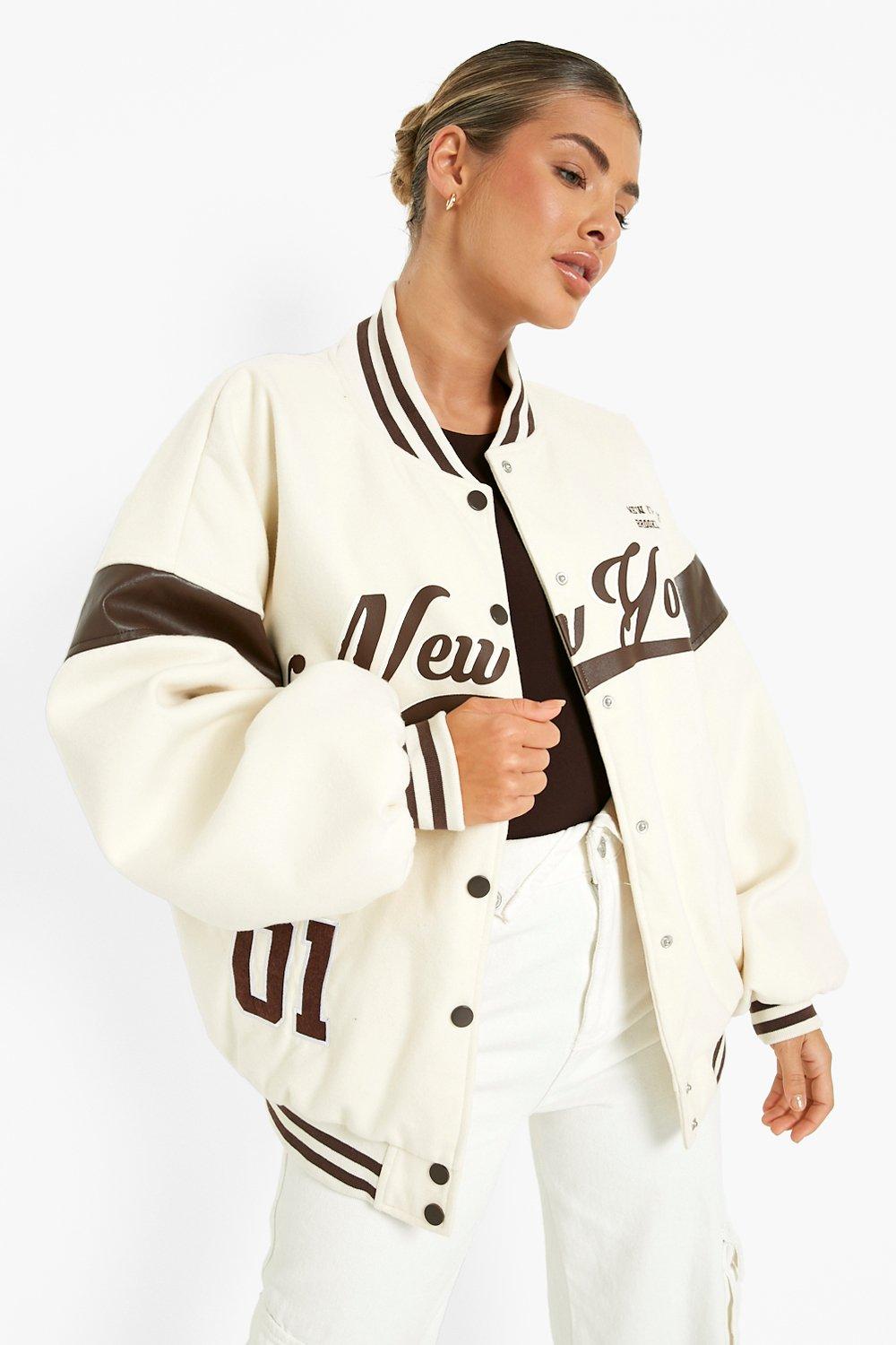 Tonal Oversized Varsity Bomber Jacket