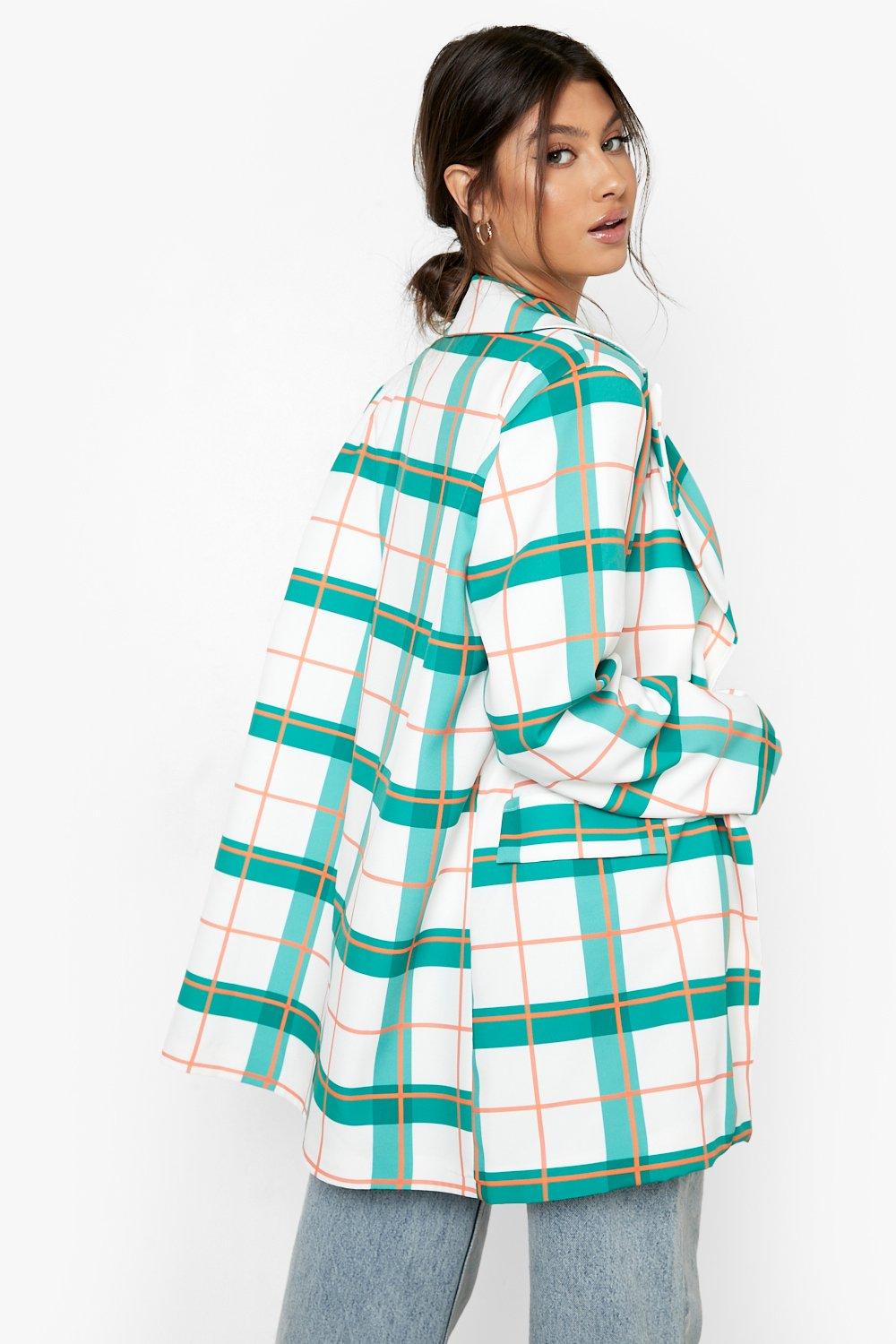 Checkered oversized blazer sale