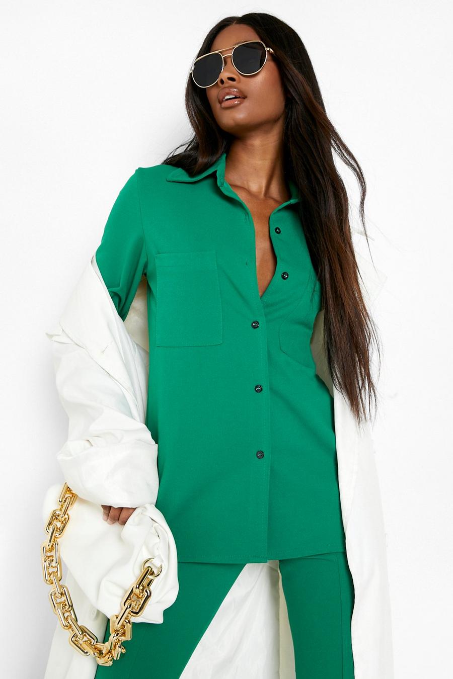 Bright green Long Line Fitted Jersey Shirt image number 1