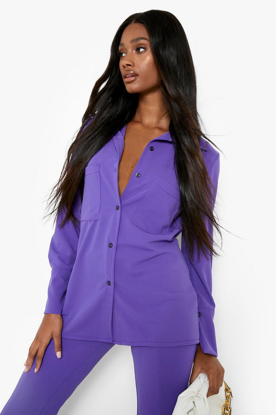 Purple Long Line Fitted Jersey Shirt image number 1
